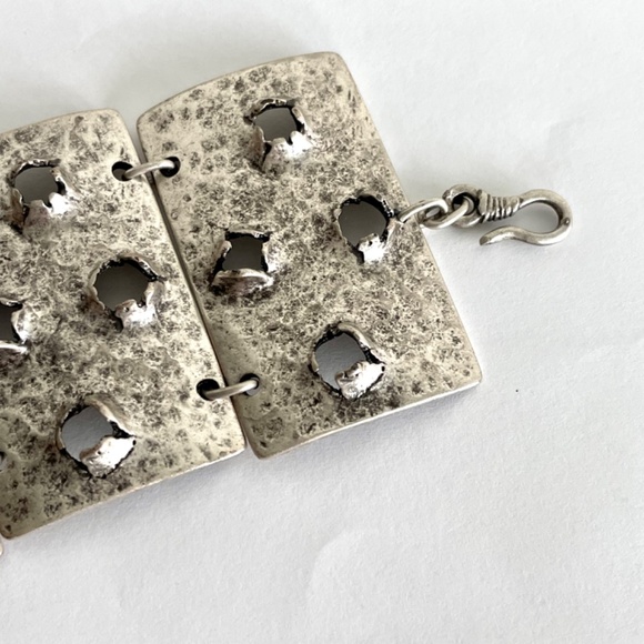 Vintage Artisan Handmade Hammered Silver Metal Cuff Bracelet - Picture 13 of 17